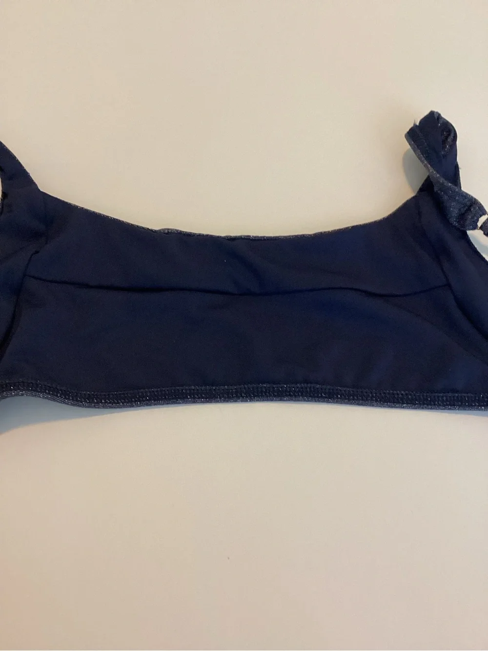 SUBOO Bikini Top Small Blue Denim Metallic Lined Crop Festival Beach Coastal